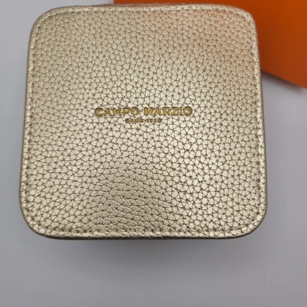 Leather Travel Jewelry Box by Italian Designer Campo Marizo - Gold - Picture 9 of 10